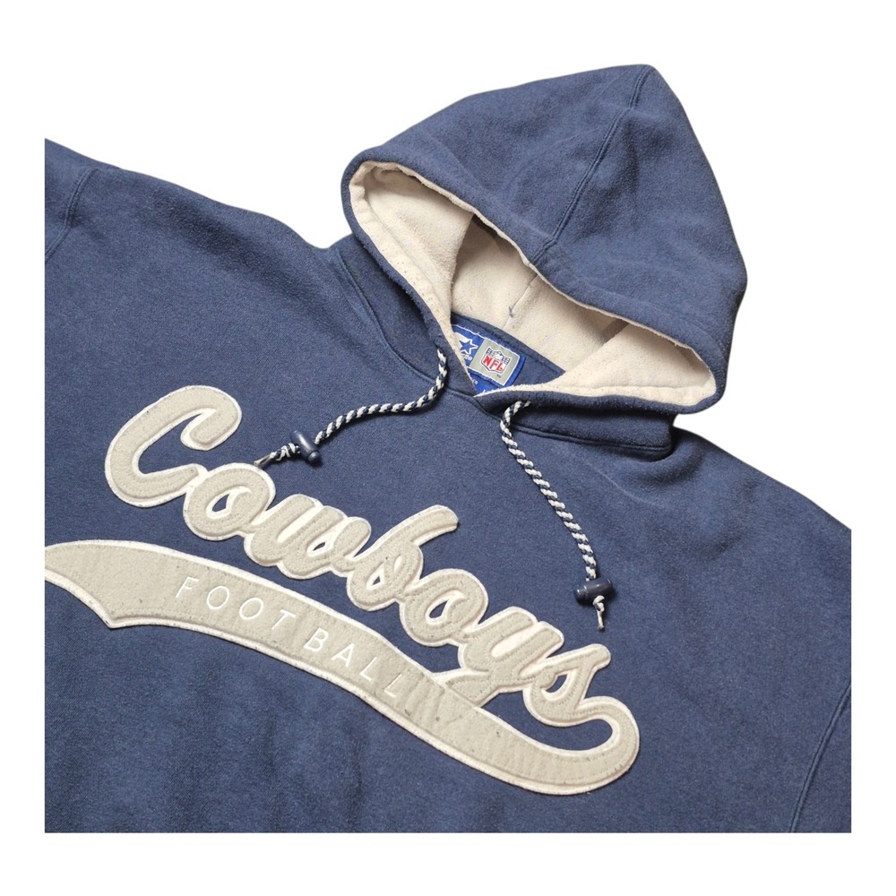 VTG Starter Dallas Cowboys NFL Mens L Navy Pullover Hoodie Spellout Logo 90s